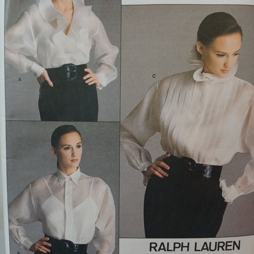 Vtg 80s VOGUE DESIGNER RALPH LAUREN BLOUSE & CAMI Pattern~FF~SZ 10 #2001 Cut